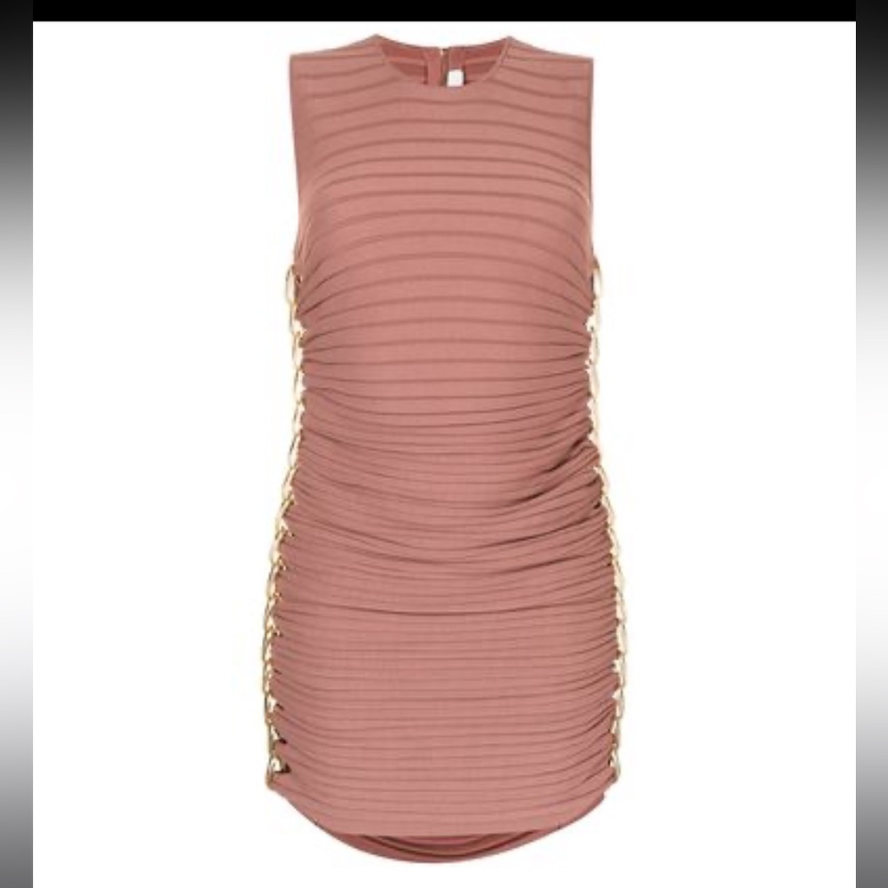 NWT DION LEE Mirror Chain Mini Dress in Soft Brick, sz S